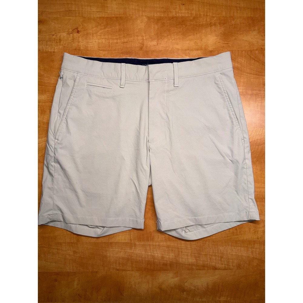 J.Crew Mens 7 Inch Tech Short 30 Stone Gray Water Resistant Stretch Nylon UPF 50